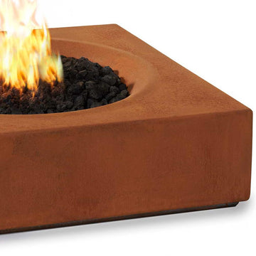 Low Square Corten Steel Propane Fire Pit for Outdoor